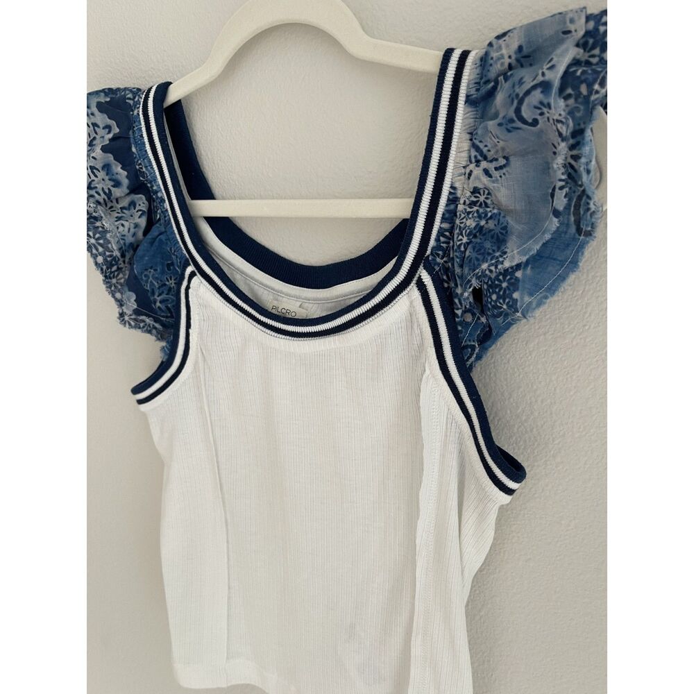 Pilcro Ruffle Shoulder Sleeveless Top Medium - Picture 4 of 8